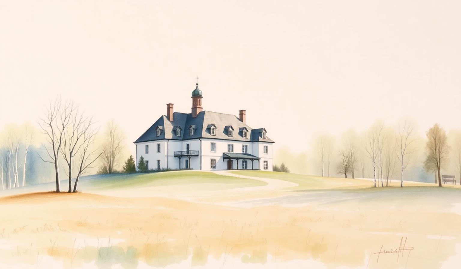 Aquarell des Geburtshauses in Żelazowa Wola
